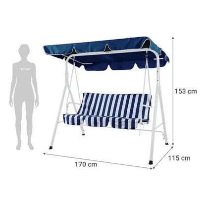 Sillón Columpio 3 Personas Rayas Azul Azul