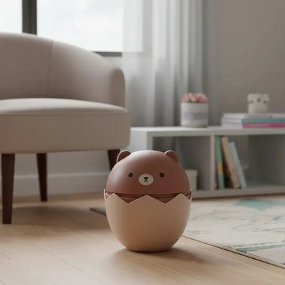 Basurero De Escritorio Con Tapa Diseño Oso Marrón