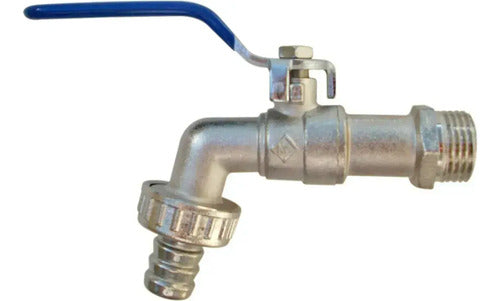 Llave Jardín Bola 1/2 Azul Con Unión Manguera