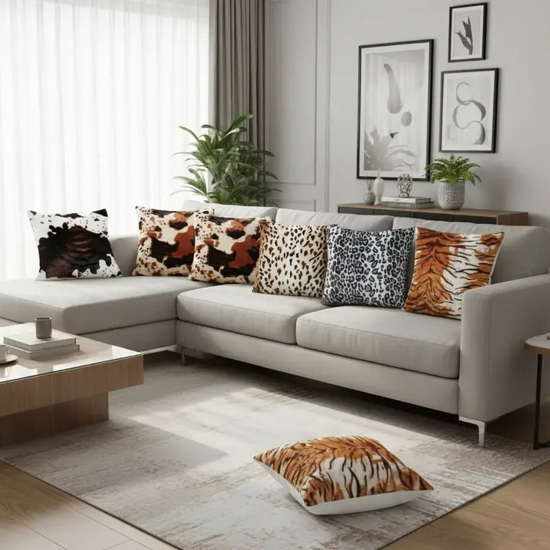 Pack X6 Fundas De Cojines 45x45 Cm, Súper Suaves-animalprint Animal Print