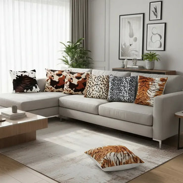 Pack X6 Fundas de Cojines 45x45 Cm, Súper Suaves-animalprint Animal Print - imagen 2