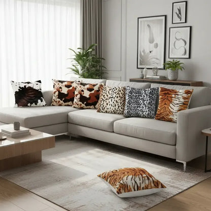Pack X6 Fundas De Cojines 45x45 Cm, Súper Suaves-animalprint Animal Print
