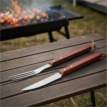 Kit Parrillero Para Asado-cuchillo Y Tenedor