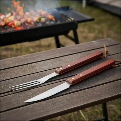Kit Parrillero Para Asado-cuchillo Y Tenedor