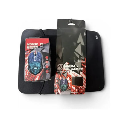Kit De Funda + Mouse Gamer Con Luces Led Color Negro Negro