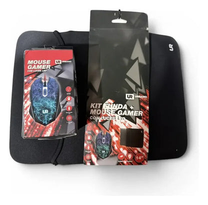 Kit De Funda + Mouse Gamer Con Luces Led Color Negro Negro