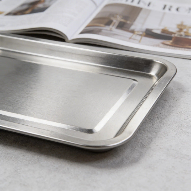 Bandeja De Acero Inoxidable 36 X 27  2cm Plateado
