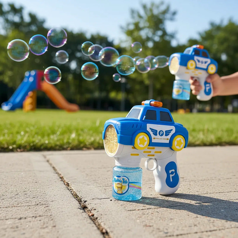 Lanza  Burbujas Police Para Niños Automática Azul