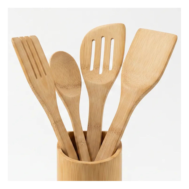 Set 4 Utensilios Cucharón De Madera