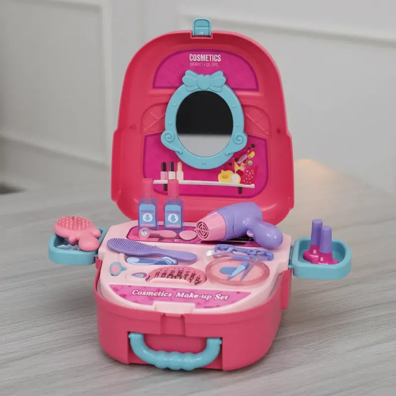 Maleta De Juegos 4en1 Set Salon Belleza Cosmetiquero Rosa Chicle