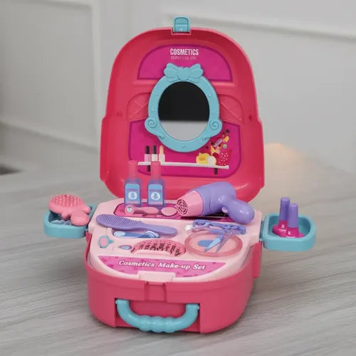 Maleta De Juegos 4en1 Set Salon Belleza Cosmetiquero Rosa Chicle
