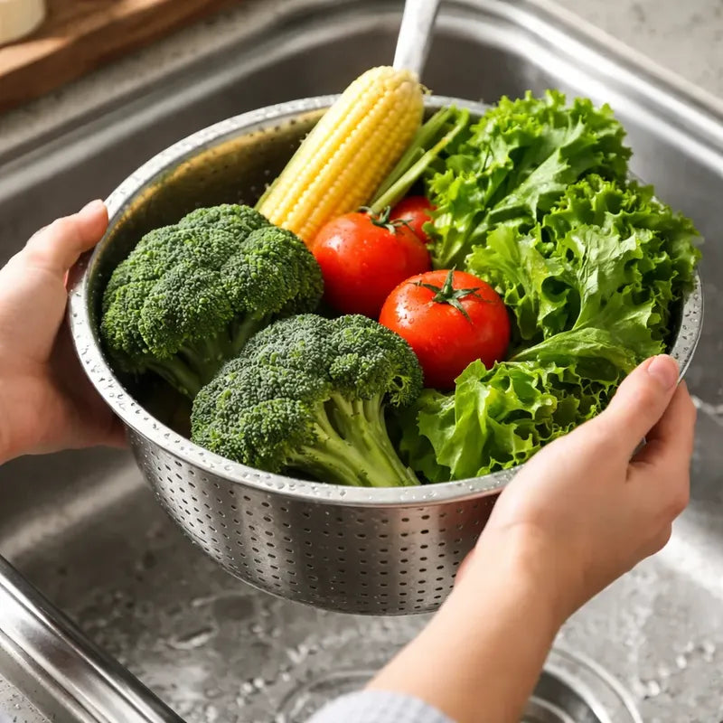 Colador Escurridor Acero Inoxidable 34cm Pasta Cocina Acero Inoxidable