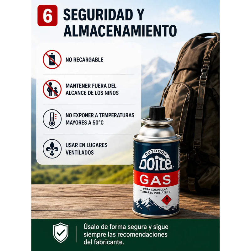 Pack 4 Cartuchos Gas Doite 227 G Para Cocinilla Camping
