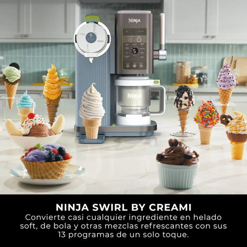 Máquina De Helado Swirl Ninja, Para Barquillos Gris 60