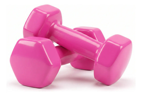 Mancuerna Hexagonal Vinilo 3 Kg Genérica Fitness Rosa