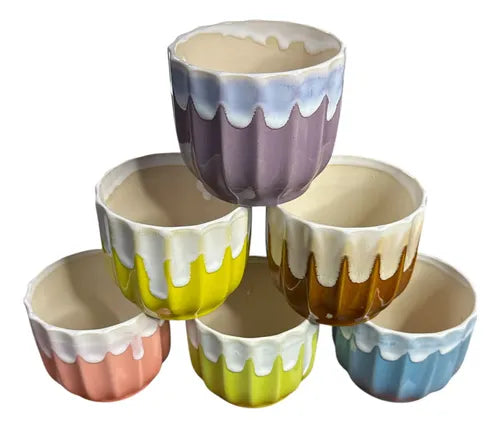 Pack 3 Maceteros Cerámica Para Suculentas 7cm Decorativos