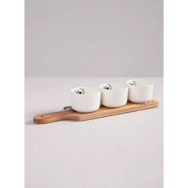 Set De Pocillos Más Tabla De Madera