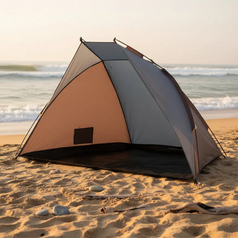 Carpa Paraviento Klimber Para Dos Personas Playa Verano Marrón Claro