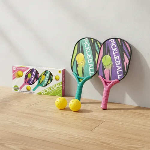 Pack 2 Raqueta Pickleball + 2 Pelotas Para Niños Varios
