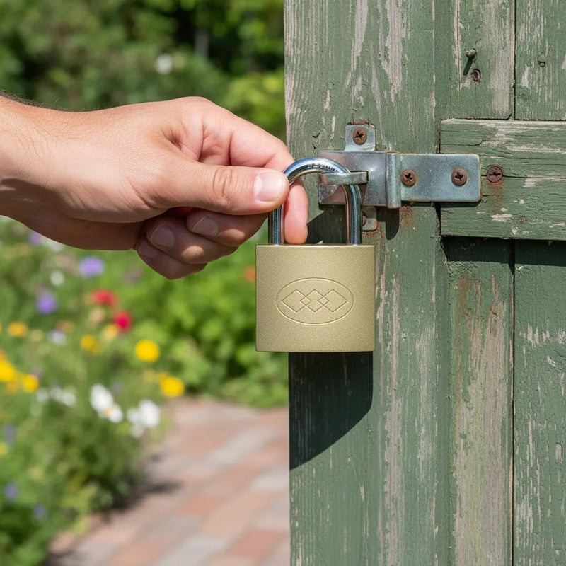 Candado 50mm Dorado Con 3 Llaves Seguridad Reforzado Puerta Dorado