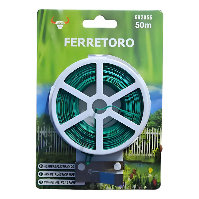Rollo Alambre De Metal Plastificado 2mmx50mts Verde