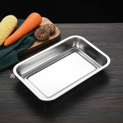 Plato De Acero Inoxidable 36 X 27  4.8cm Plateado