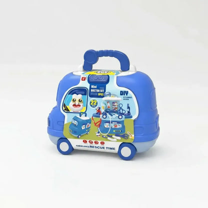 Juego De Doctor Para Niños En Maletin Forma De Auto Azul Acero