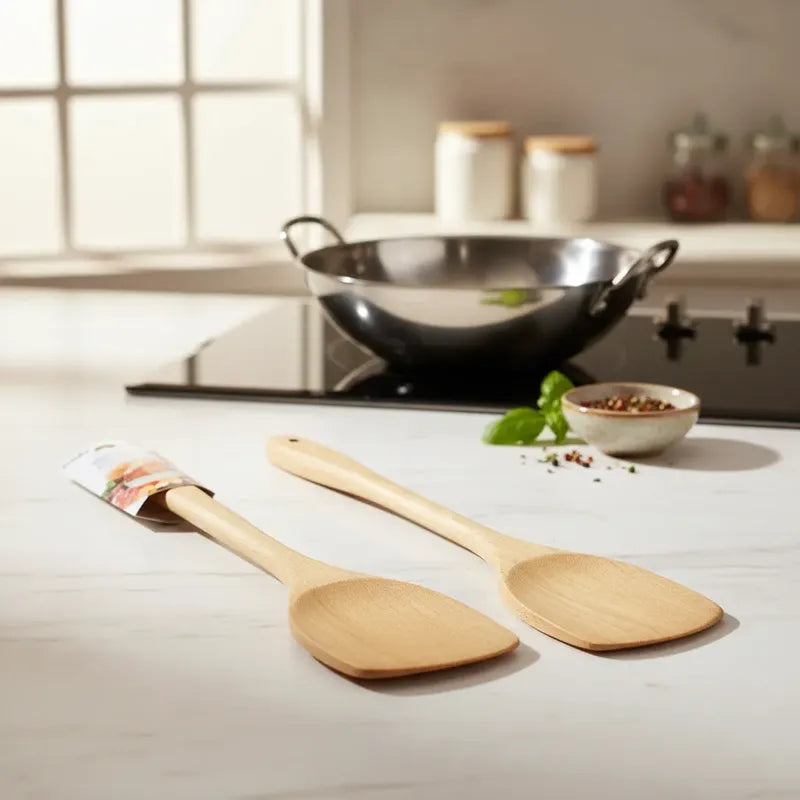 Paleta De Bambu 39cm Para Cocinar Utensilio Bambú