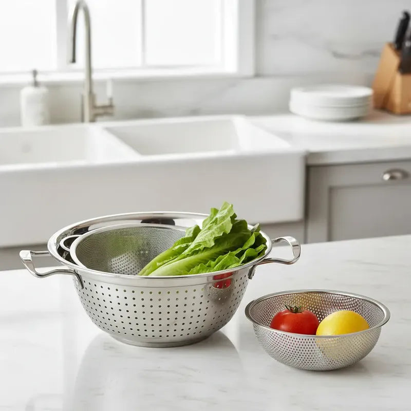 Colador Acero Inoxidable 28cm Verduras Fideos Cocina Acero Inoxidable
