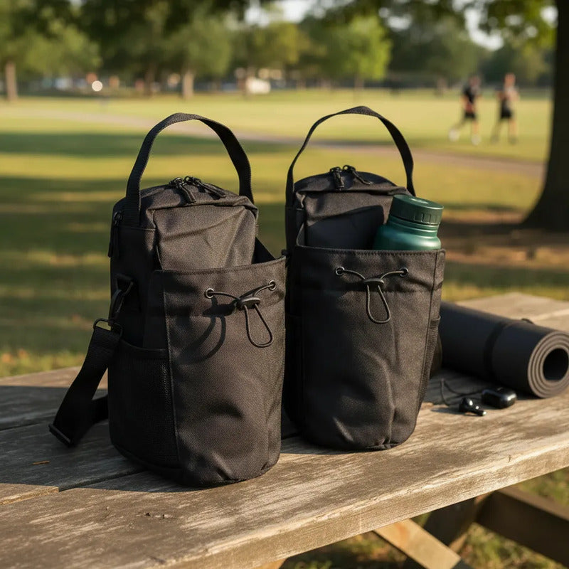 Bolso Magnético Para Gym Porta Botella-teléfono Negro