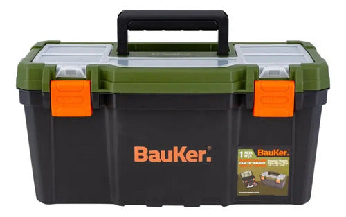 Caja De Herramientas 16 Pulgadas Bauker Color Verde Verde