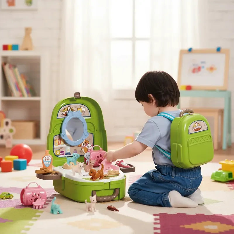 Juguete Set De Cuidado De Mascotas 2 En 1 Mochila