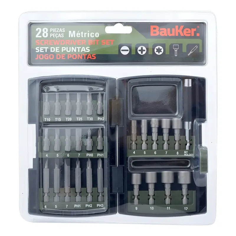 Kit De Puntas Y Dados 28 Piezas Bauker