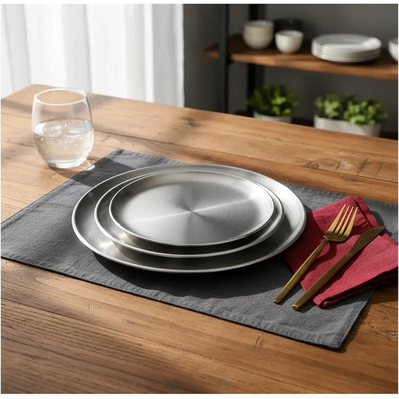 Pack 4 Platos Acero Inoxidable 23cm Cocina Acero Inoxidable Plato