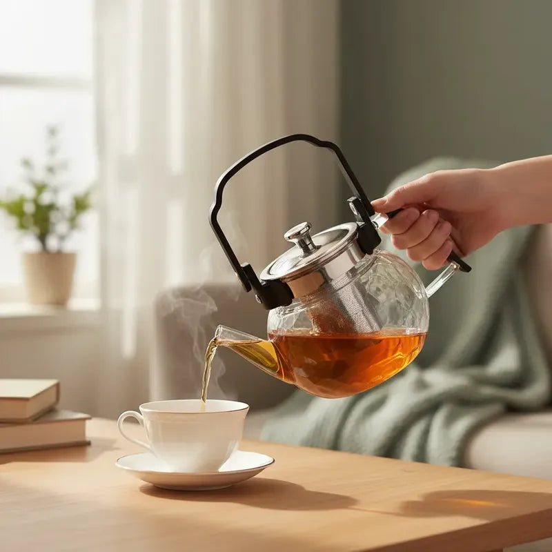 Tetera Infusor De Vidrio Té Infusor Acero Inoxidable 1.5 Ml Transparente