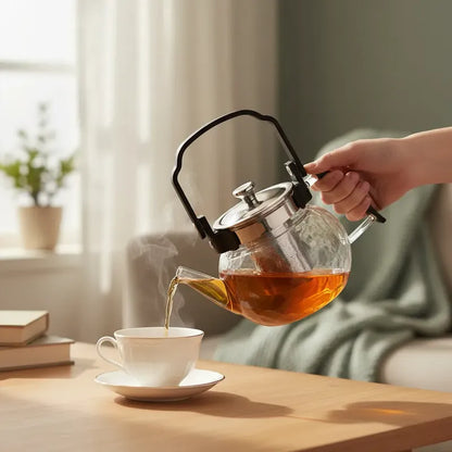 Tetera Infusor De Vidrio Té Infusor Acero Inoxidable 1.5 Ml Transparente