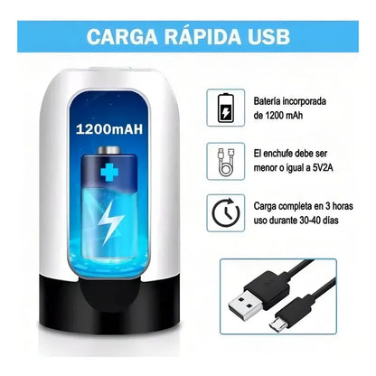 Dispenser De Agua Portatil Usb Bomba Dispensador Bidones Color Blanco