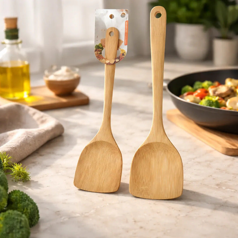 Paleta De Bambu 35cm Para Cocinar Utensilio Bambú