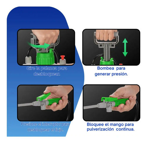 Pulverizador A Presion 5 Litros Fumigador Regadera Jardin Blanco