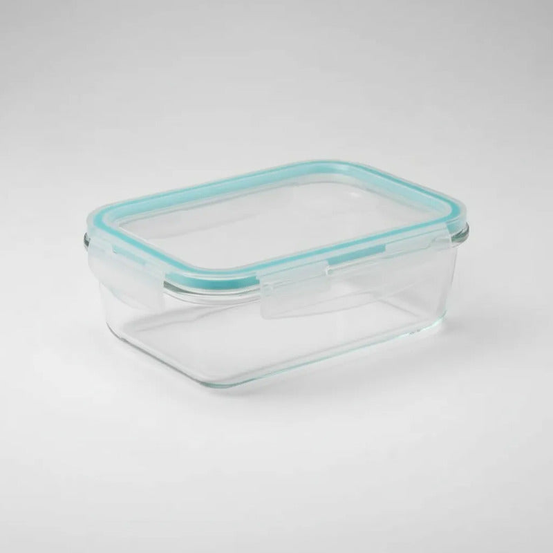 Set 4 Tupper Hermético Vidrio 640 Ml Transparente
