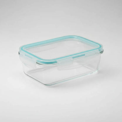 Set 4 Tupper Hermético Vidrio 640 Ml Transparente