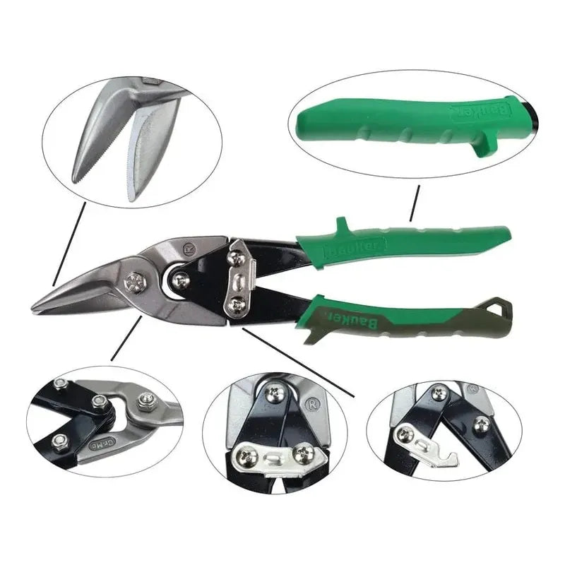 Tijera Bauker 10 Acero Corte Recto Hojalatero Color Verde Verde