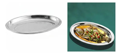 Pack 3 Bandejas Ovalada De Acero Plato Ensaladas Comida 35cm Acero Inoxidable