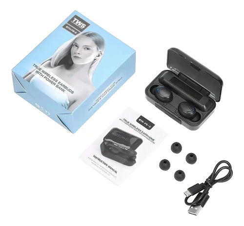 Audífonos Inalámbricos Bluetooth F9 Negro Luz Led In-ear Luz Azul Marino