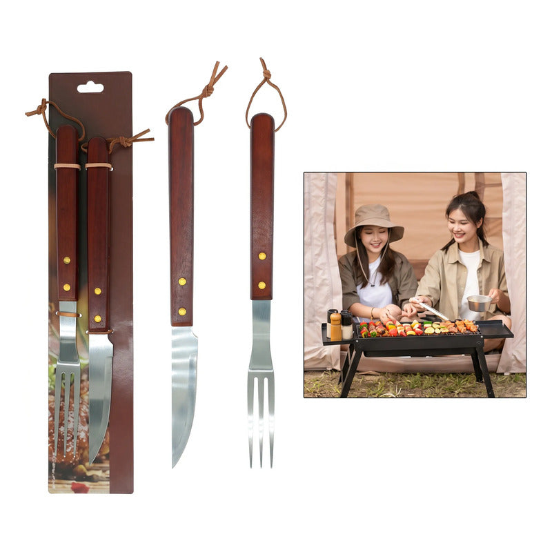 Kit Parrillero Para Asado-cuchillo Y Tenedor