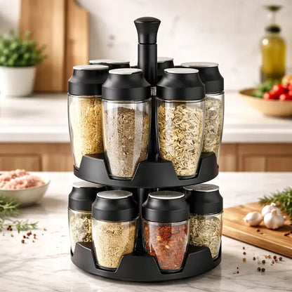 Set De 12 Especieros De Vidrio 90 Ml, Organización Y Estilo Negro