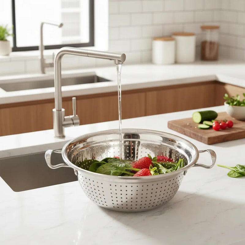 Colador Acero Inoxidable 30cm Verduras Fideos Cocina Acero Inoxidable