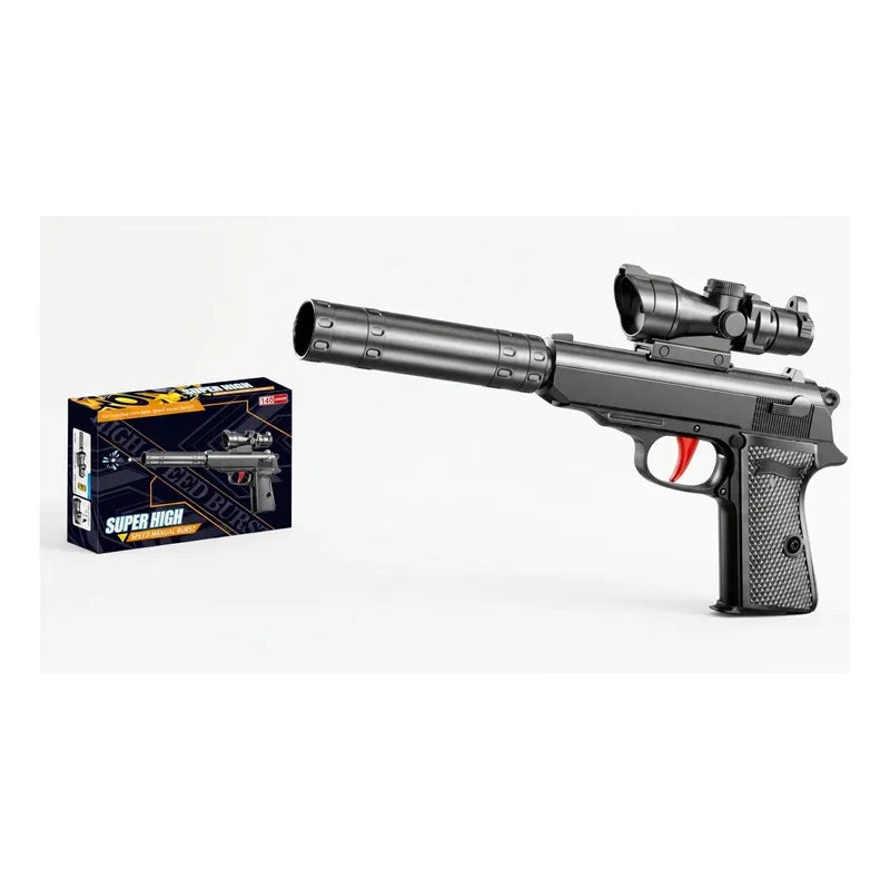Pistola Con Silenciador , Balines De Agua Negro