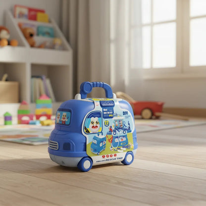 Juego De Doctor Para Niños En Maletin Forma De Auto Azul Acero