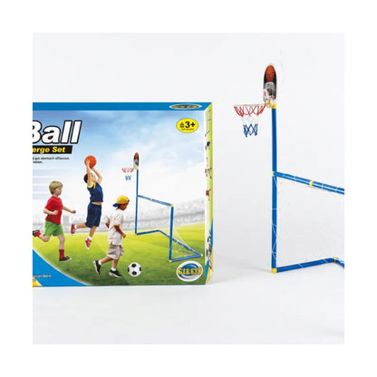 Portería De Futbol 2 En 1 Canasta De Basquetbol Azul
